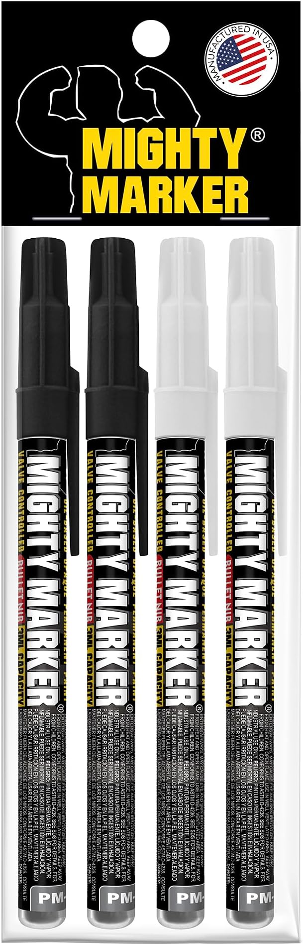 PM-92 Extra Fine Paint Marker, 4 Bonus Tips, 1.0 mm Tip, Xylene Based, Waterproof, Permanent, Valve Action, Manufactured in USA, Assorted 4 Pack
