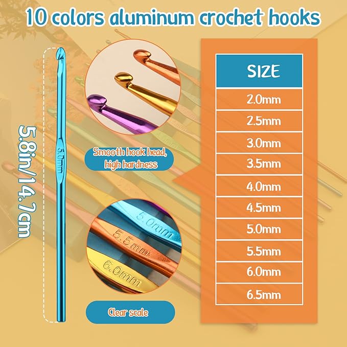 IMZAY 110 Pcs Crochet Hooks Set, Crochet Hooks Kit with Storage Case, Crochet Needles Set, Ergonomic Knitting Needles Stitch Marker DIY Hand Knitting Craft Art Tools for Beginners, Green