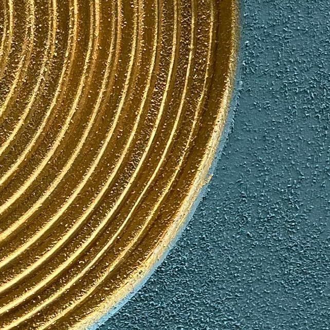 Art Hand-Painted Abstract Oil Painting with Golden and Blue Textures, a Three-Dimensional Thick-Textured Art Piece for Decorating The Wall Surface, 24x24 inches