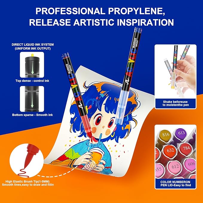 240 Colors Acrylic Paint Markers with Carrying Bag and Shoulder Strap, Soft Brush Tip Paint Pens, Acrylic Pens for Wood, Canvas, Glass, Fabric, Egg, Rock Painting and DIY Crafts Art Supplies (240)
