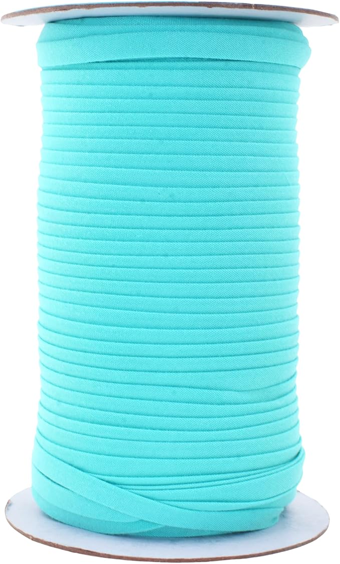 Mandala Crafts 55 Yards 1/4 Inch Turquoise Double Fold Bias Tape for Sewing - Bias Binding Tape for Quilting Binding, Hemming, Seam, and Fabric Piping