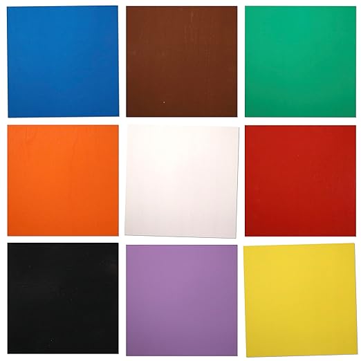 Maker Boards Colors Line of Double Sided Painted 1/16" Basswood Plywood Sheets, 12x12 inches, 1/16th and 1/8th Thickness, 17 Colors Available, Laser Safe, Diode Laser Compatible.