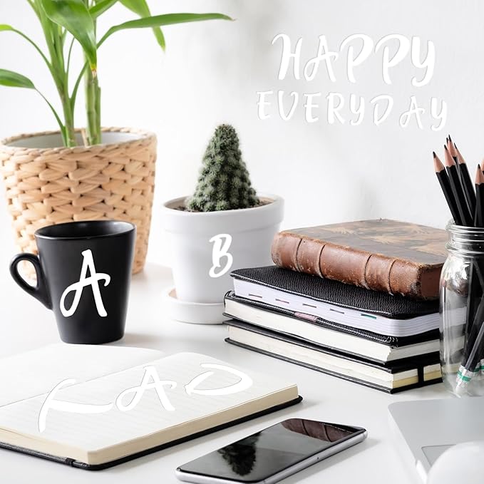 TaoBary 416 Pcs Christmas Letter Stickers 8 Sheets Alphabet Stickers 2 Size Vinyl Cursive Self-Adhesive Letter Personalized Decor for Scrapbooking Water Bottle Christmas Craft(2'', 3'',White)