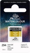 PHOENIX Professional Watercolor Paint - Single Watercolor Half Pan - Green Gold 294