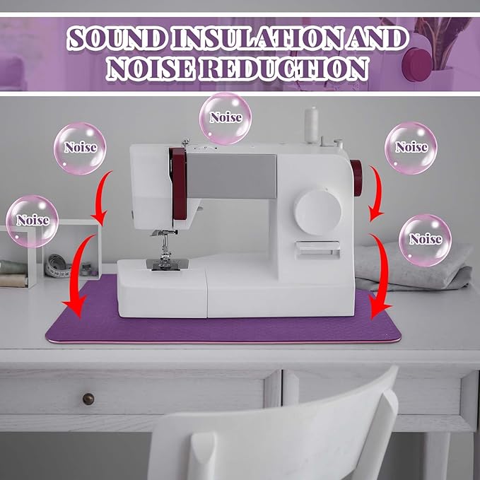 3 Pcs Sewing Machine Muffling Mat Pedal Mat Sewing Machine Pad No Slip Rubber Stay in Place Mats for Calms Vibration(Pink Purple,15 x 20 Inch,14 x 9 Inch,14 x 11 Inch)