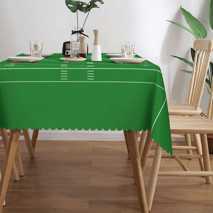 American Football Field Rectangle Tablecloth Green Lawn Sport Table Cloth Dining Table Cover for Home Kitchen Restaurant Party Buffet Picnic 54 x 72 Inch