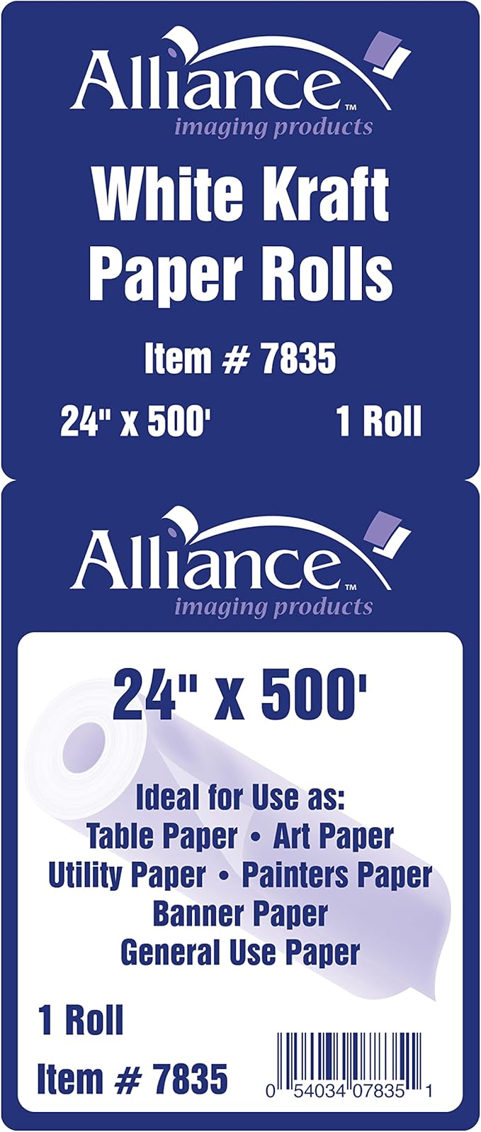 White Kraft Paper Roll for Arts and Crafts 24” x 500’ Ideal for Paints, Wall Art, Easel Paper, Bulletin Board Paper, Gift Wrapping and Kids Crafts - Made in USA