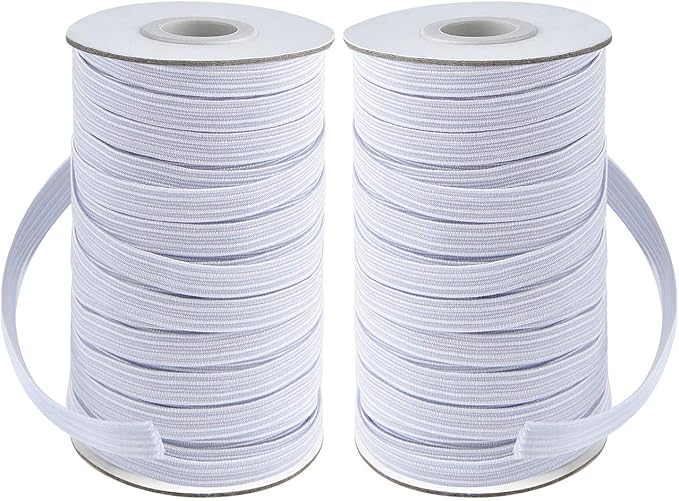 Coopay 40 Yards Length 1/2" Width Elastic Bands Flat Elastic Cord Rope Heavy Stretch Spool Knit for Sewing DIY Projects, Arts & Crafts, 2 Rolls, 20 Yards/Roll (White, 1/2 Inch)