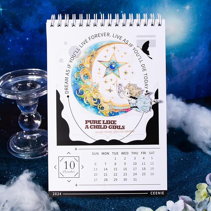 Yoksas 36Pcs Large Holographic Fantasy Moon Stickers - Waterproof Shiny Aesthetics Celestial Lunar Stickers for Scrapbooking,Junk Journals,Planner