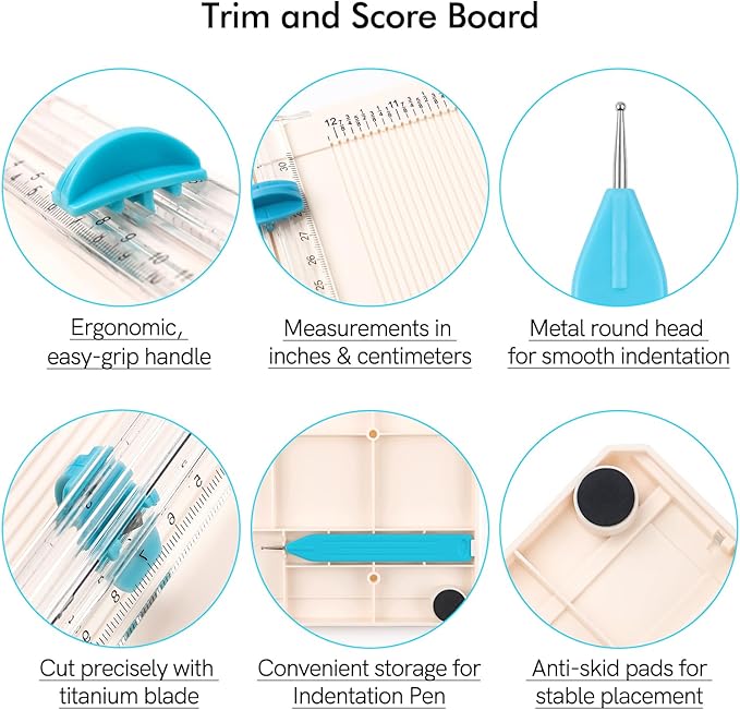Paper Trimmer Scoring Board 12 x12 inch with2 Replacement Blades Craft Paper Cutter for Folding & Scorer Cover of Book & Gift Box and Photo