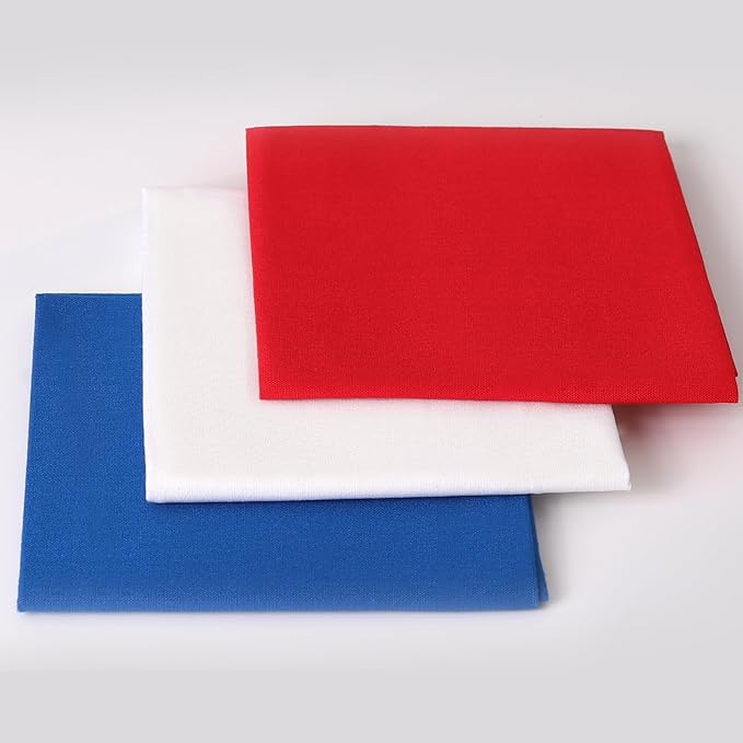 3 Pieces 18 x 21 Inches Cotton Fabric Precut Quilting Fabric Bundles Solid Colors Layer Cakes Quilt Material for DIY Craft Sewing Embroidery (RedWhiteBlue)
