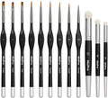 Nicpro Miniature Paint Brushes & Dry Brush - 12PCS Model Paint Brush Set for Acrylic Watercolor Oil, Detail Painting Drybrush Kit for Miniature Painting, Model, Paint by Number, Craft