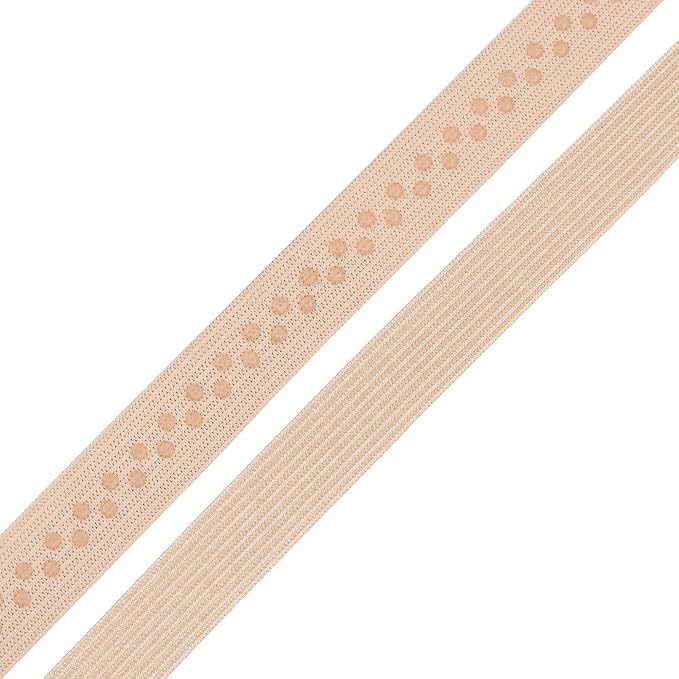 Mandala Crafts 0.5 Inch Elastic Silicone Gripper Tape for Clothing - 10 Yds Dotted Non Slip Elastic Band for Sewing - Nude Silicone Flat Fabric Stretchy Ribbon Straps