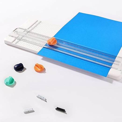 Likart 4-Pack Paper Cutter Replacement Blades Kit, Portable Trimmer Cutting Blades Compatible for Portable Trimmer/Basic Trimmer/Roll Holder,3 Cutting Blades & 1 Scoring Blades with a Holder,Orange