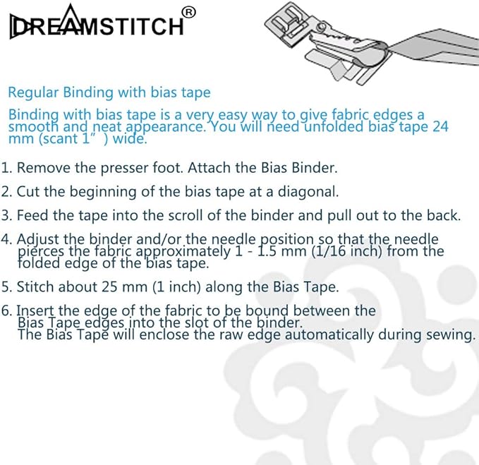 DREAMSTITCH 820245096 Bias Binder Presser Foot for Pfaff A, B, C, D, E, F, G, J, K and Most Low Shank Sewing Machine 820245096
