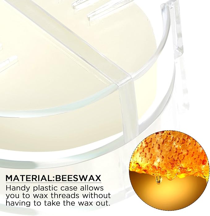 Maitys 4 Pcs Thread Wax Thread Conditioner Beeswax for Hand Sewing Embroidery Beeswax Floss Conditioner for Quilting Sewing Strengthening Line Embroidery Wax (Colorless,Clear Case)