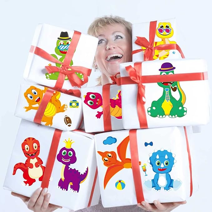 27 Sheet Dinosaur Stickers, Make Your Own Dinosaur Stickers for Kids，Make a Face Stickers Dinosaur Birthday Party Supplies,DIY Project Dino Theme Birthday Party Favor for Kids
