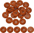 uxcell 100Pcs Wooden Buttons, 23mm(7/8") 4 Hole Round Wood Sewing Button Craft for Sewing DIY Craft Clothing, Brown