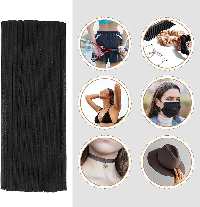 Shappy Elastic for Sewing Knit Elastic Band(1/4 Inch X 22 Yards, Black)