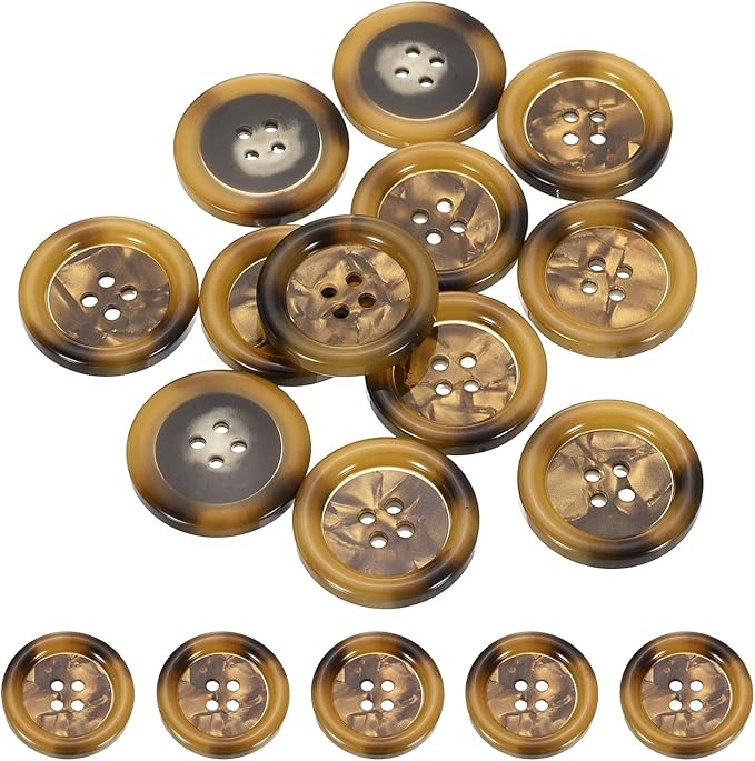 HARFINGTON 24pcs Sewing Button 28mm (1-1/8") 4 Holes Resin Round Buttons Craft Sewing Accessories for Clothing DIY Crafts Decoration, Amber