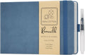 Remowith Leather Cover Watercolor Sketchbook, 9"x5.5" Journal, 300gsm Cold Press Cotton Paper (24 Sheets/48 Pages), Perfect Watercolor Journal for Markers, Pastels, Blue