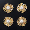 4 Pcs Sliver Rhinestone Buttons Crystal Embellishments for Clothing Jewelry Making DIY Decoration Bottons for Sewing Crafts Wedding Bridal (Pearl-Gold)