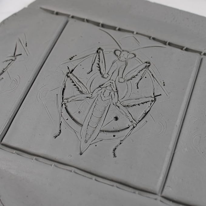 Praying Mantis Clay Texture Roller (4") - Insect Set #01 - Embossing Pattern Roller for Polymer & Ceramic Clay, Pottery & Crafts