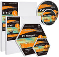 CONDA Canvas Board for Painting 12 Pack Multi Size 8" 10" Round, 6" 8" Hexagon, 8" Square, 8x10 in(2 of Each) Primed White Blank Canvas, 100% Cotton Artist Canvas Panels for Oil Acrylic Paint