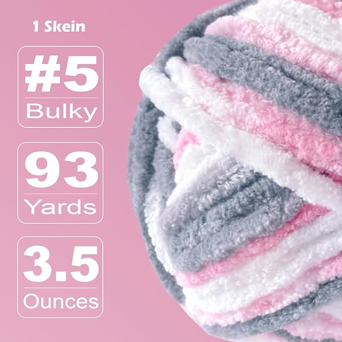 Soft Velvet Yarn Chenille Yarn for Crocheting and Knitting – Bulky (93 Yards/100g) - Polyester - Yarn for Blanket Amigurumi Weaving Crafts (Mixed Color 08, 4 Pack)
