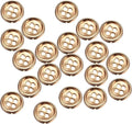 HARFINGTON 20pcs Metal Sewing Button, 11.5mm 4-Hole Round Suit Shirts Coats Clothes Sewing Buttons for Decoration Craft, Gold