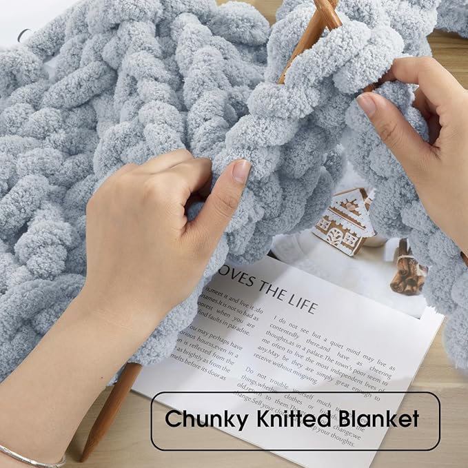 HOMBYS 8 Pack Assorted Chunky Yarn for Crocheting,Super Bulky Large Soft Fluffy Yarn,Plush Fuzzy Yarn,Thick Chenille Yarn for Hand Knitting/Arm Knitting,4 Dark Grey & 4 Grey(27yds,8 oz Each Skein)