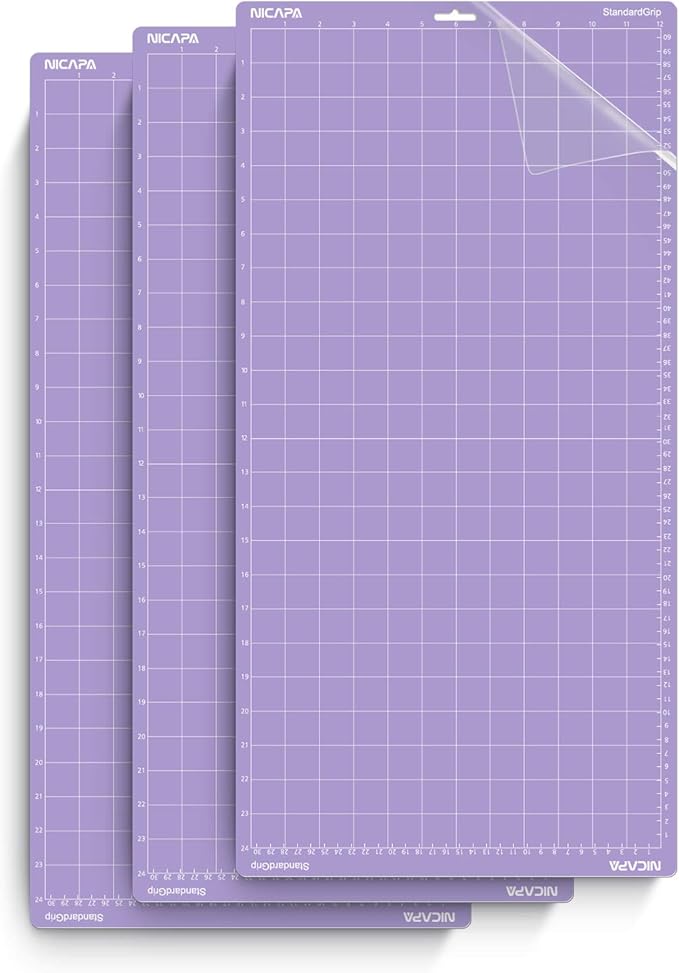 Nicapa StrongGrip Cutting Mat for Silhouette Cameo 3/2/1(12x24 inch,3 Mats) Strong Adhesive Sticky Quilting Cut Mats Replacement Accessories for Silhouette Cameo