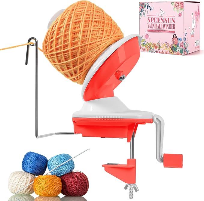 SPEENSUN Yarn Spinner, 3.5 OZ Easy-to-Install and Efficiently Yarn Cake Winder with Lower Noise, Robust ABS Material Ball Winder for Yarns Below Size 5, Best for Crochet and Knitting Lover