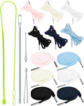 FIVEIZERO 16pcs Drawstring Cord Kit-12pcs Hoodie Strings (Flat & Round,6 Light Colors) with Drawstring Threader Tools,Bodkin,Rope Threader–Draw String Replacement for Pants,Shorts,Shoes