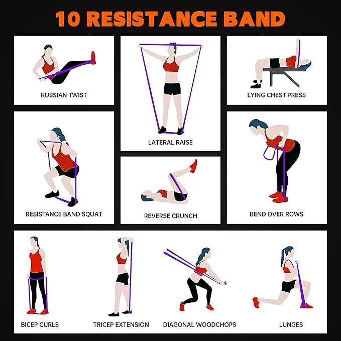 Resistance Bands, Workout Bands, Stretch Bands for Working Out, Long Exercise Bands Set with Handles & Door Anchorfor Fitness, Pull Up Training Bands for Physical Therapy, Muscle Training.