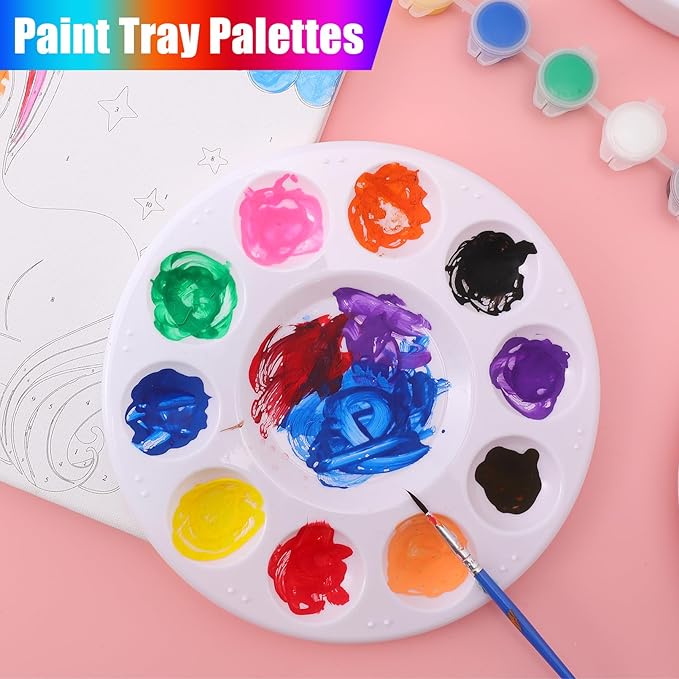 80 PCS Paint Tray Palettes,Plastic Paint Pallets with 10 Wells,Round Paint Pallet for Kids and Students,White Paint Palette for Art Classes,Acrylic Painting,Watercolor Painting,DIY Crafting