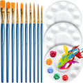FANDAMEI Paint Brushes & Round Paint Palette Set, Paintbrushes, Synthetic Paint Brush, Brushes for Painting, Plastic Paint Tray Palettes, Paint Brushes for Acrylic Painting, Watercolor, Rock Painting