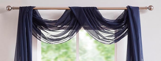 Warm Home Designs Wedding Arch Draping Fabric Bundle Has 2 144 Inch (12 Feet) Scarves in Navy Blue Fabric for Ceremony or Wedding Decoration. AD Navy & Navy 144”