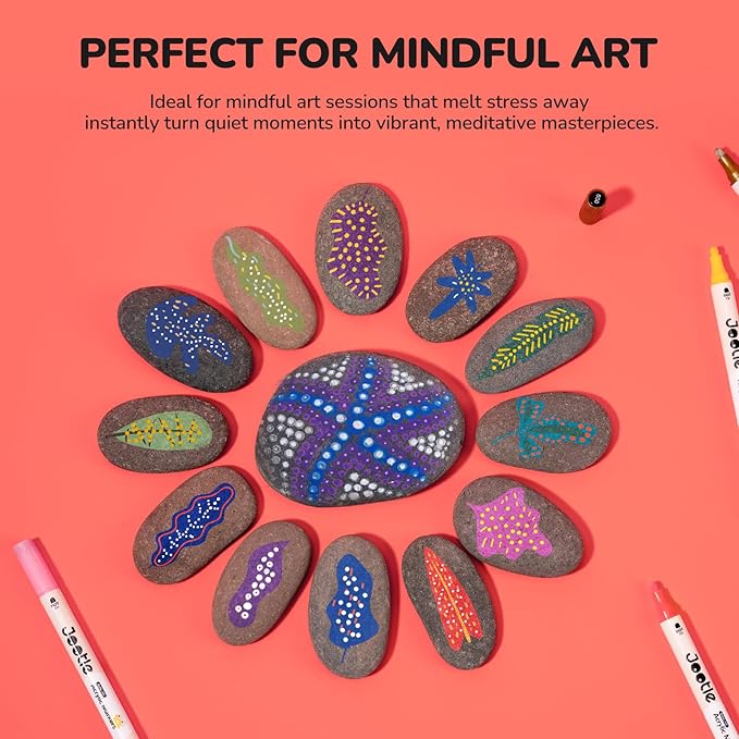 Dual Tip Acrylic Paint Pens for Rock Painting,36 Vibrant Colors Acrylic Paint Markers with 1-5 MM Dot Tip and 1MM Fine Tip,Acrylic Markers Set for Canvas Fabric Wood Coloring Books Drawing Markers