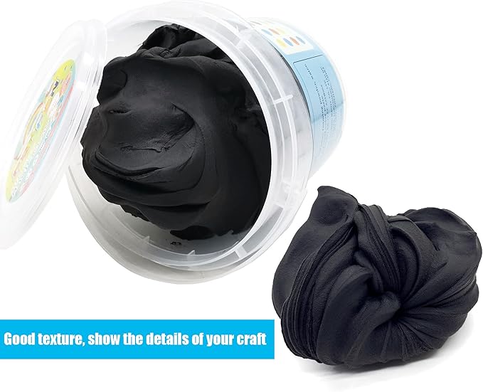 Air Dry Modeling Clay 10.5 oz Ultra Light Magic Clay Soft No Crack Molding Dough Primary Colors for Adults Kids Art Craft Kit Black