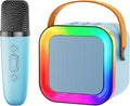 Mini Karaoke Machine Speaker for Kids Adults,Portable Bluetooth with 1-2 Wireless Microphones,Christmas Birthday Gifts Toys Girls Boys Ages 4, 5, 6,7, 8,9,10,11,12+ Years Old Toddler (Blue - 1 Mic)