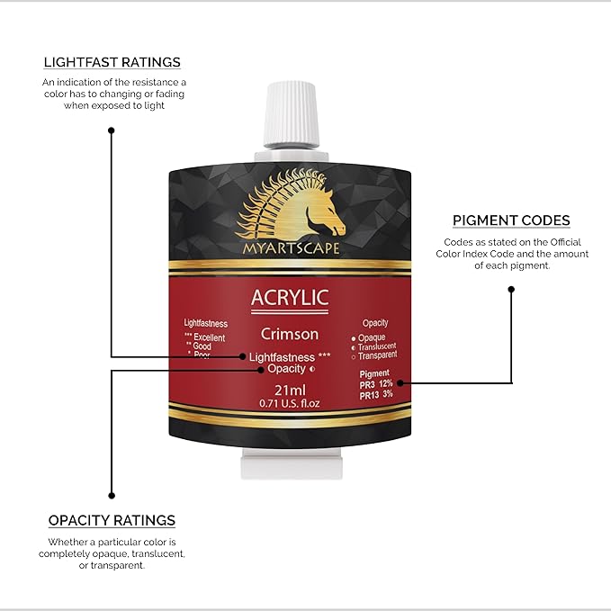 MyArtscape Acrylic Paint Set - 24 x 21ml Tubes - Lightfast - Heavy Body