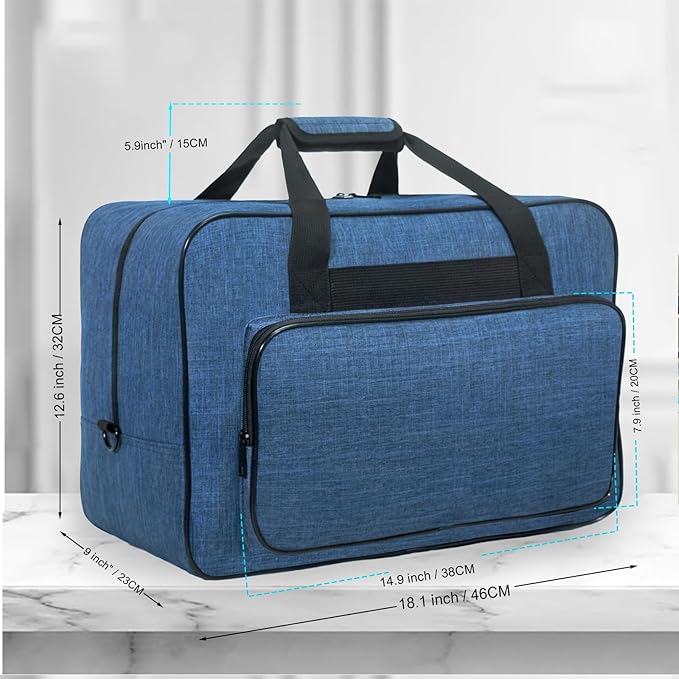 Sewing Machine Carrying Case，Sewing Machine Carrying Case Tote Bag，Universal Tote Storage Bag with Pockets and Handles, Suitable for Most Standard Singer, Janome (BLUE)