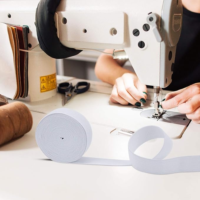 3 Rolls Sewing Stretch Elastic Band Spool, 3/5, 1, 1-1/2 Inch in Width, 5.5 Yards/Roll (White)