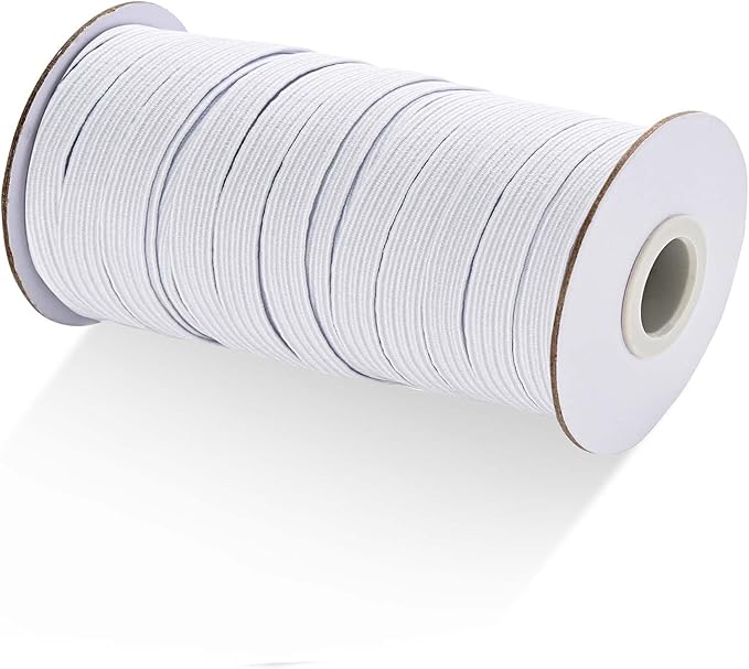 XKDOUS Elastic Band for Sewing, 3/8 Inch 50 Yards White Knit Elastic Bands High Elastic Cord for Sewing Waistband and Pants Waist