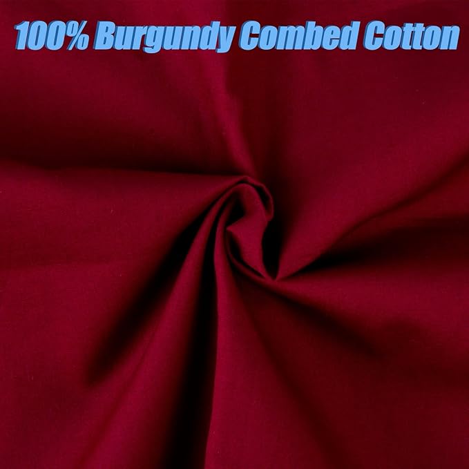 5 Yard Burgundy Cotton Fabric, Natural Cotton Poplin Fabric by The Yard, 59 Inches Wide 100% Cotton Fabric, Soft Embroidery Muslin Quilting Material for Sewing Material Apparel Cloth