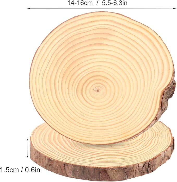 24 PCS 5.5-6.3 Inch Natural Wood Slices, Unfinished Pine Wood Circles with Barks for Coasters, DIY Crafts, Christmas Rustic Wedding Ornaments and Centerpieces,by GNIEMCKIN