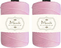 Maxee Premium Polyester Macrame Cord 3 mm × 218 yd (2 Pack),3mm 100% Polypropylene Macrame Cord,Ideal for Crochet, Wall Hangers, Bags, Rugs & DIY Crafts(Light Powder)