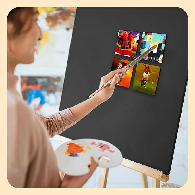 Geyoga 48 Pcs Mini Magnetic Canvases for Painting Square Canvas 2.56 x 2.56 Inches Mini Magnet Tiles Paint Stretched Cotton Art Panels Blank White Canvas Boards for Fridge Oil Watercolor Art and Craft