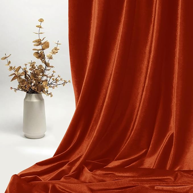 KKJIAF Rust Red Stretch Velvet Fabric 60 Inch Wide, 1 Yard Soft Stretchy Fabric for Sewing Clothes, Apparel, Costume, Crafts - 90% Polyester 10% Spandex